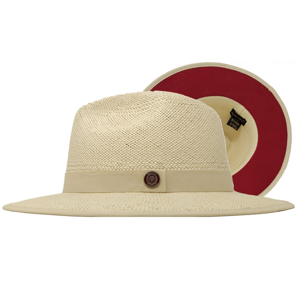 Bruno Capelo Kingdom Red Bottom Wide Brim Straw Fedora