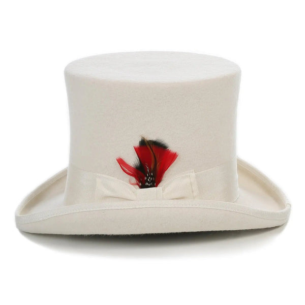 Ferrecci Premium Top Hat in Off White Wool Victorian Elegance