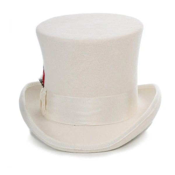 Ferrecci Premium Top Hat in Off White Wool Victorian Elegance