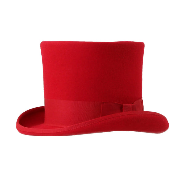 Ferrecci Premium Top Hat in Red Wool Victorian Elegance