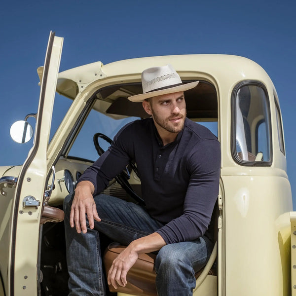 Stetson Alderton Vented Wide Brim Shantung Straw Fedora