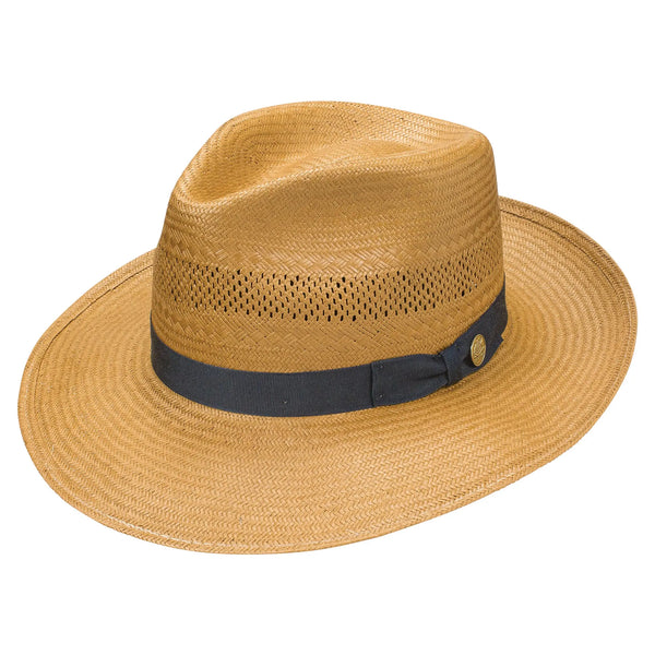Stetson Alderton Vented Wide Brim Shantung Straw Fedora