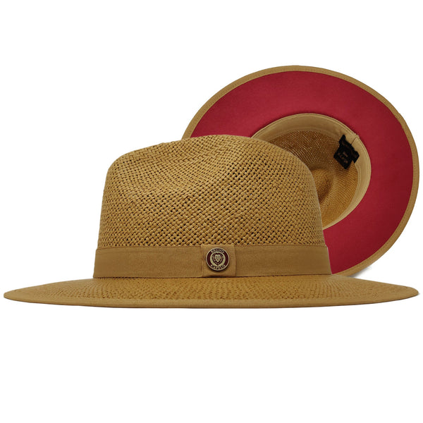 Bruno Capelo Kingdom Red Bottom Wide Brim Straw Fedora