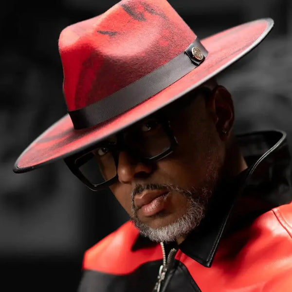 Bruno Capelo Macchiato Camo Wide Brim Wool Fedora