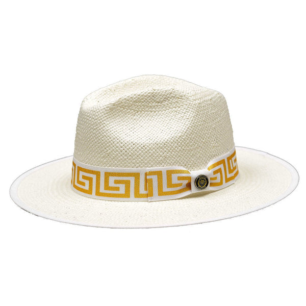 Bruno Capelo Valentino Wide Brim Pinch Front Straw Fedora