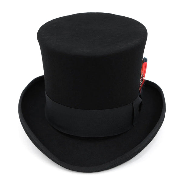 Ferrecci Premium Top Hat in Black Wool Victorian Elegance
