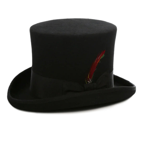 Ferrecci Premium Top Hat in Black Wool Victorian Elegance