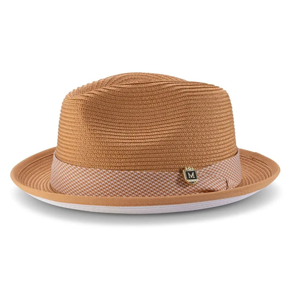 Montique Carter White Bottom Polybraid Straw Fedora