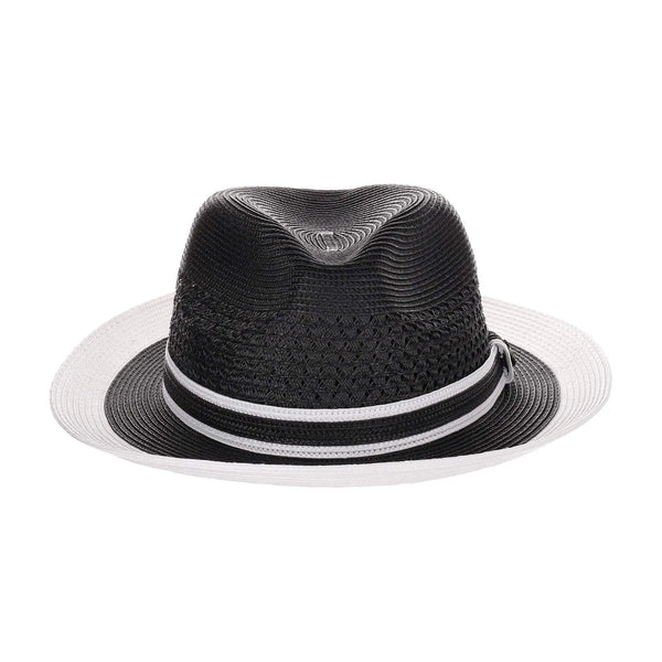 Steven Land Adrian Vented Pinch Front Polybraid Straw Fedora