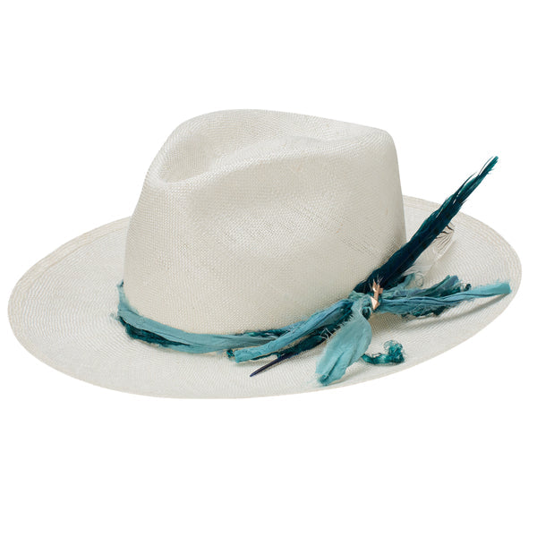 Stetson Blue Lagoon Wide Brim Shantung Straw Fedora