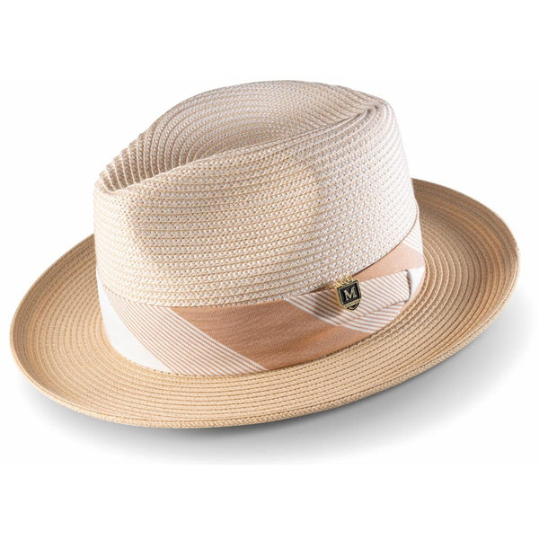 Montique Triple Crown Pinch Front Straw Fedora