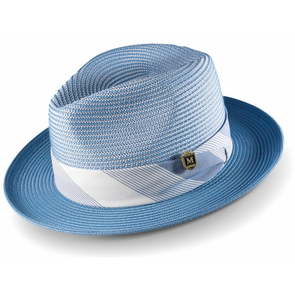 Montique Triple Crown Pinch Front Straw Fedora